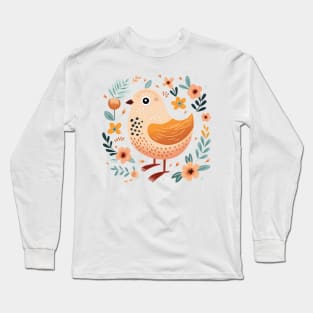 Scandinavian Folk Art Bird Long Sleeve T-Shirt